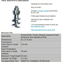Grip Studs Grip Stud Tungsten Carbide Screw In Winter / Ice Traction Stud -ATV Store GST 1610 GRIP STUD SPECS ALPINE POWERSPORTS 1