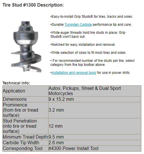 Grip Studs Grip Stud Tungsten Carbide Screw In Winter / Ice Traction Stud 5 Grip Studs Grip Stud Tungsten Carbide Screw In Winter / Ice Traction Stud - Image 5